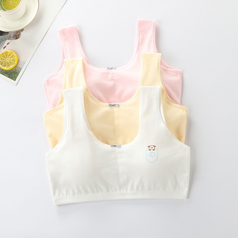 Áo Ngực Cotton Không Gọng Họa Tiết Hoạt Hình Có Đệm Ngực Cho Tuổi Teen