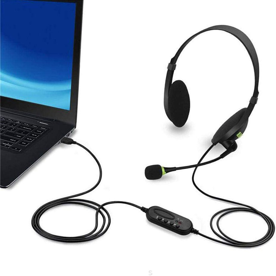 Tai Nghe Chụp Tai Có Dây Kèm Mic Chống Ồn Tiện Dụng Cho Máy Tính Laptop
