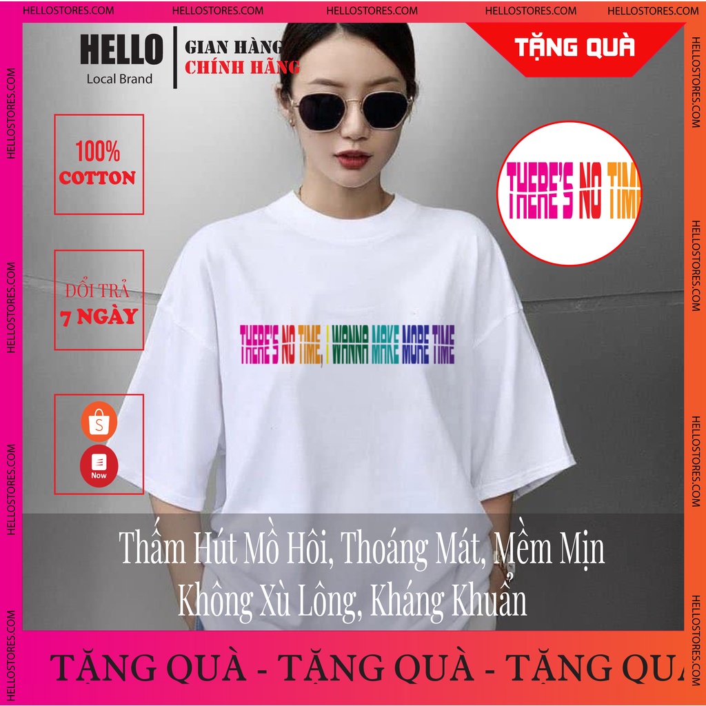 Áo Thun Nữ Nam Form Rộng Unisex Giấu Quần Áo Phông Tay Lỡ Cá Tính In Hình HELLO MORE TIME_Ap37 | BigBuy360 - bigbuy360.vn