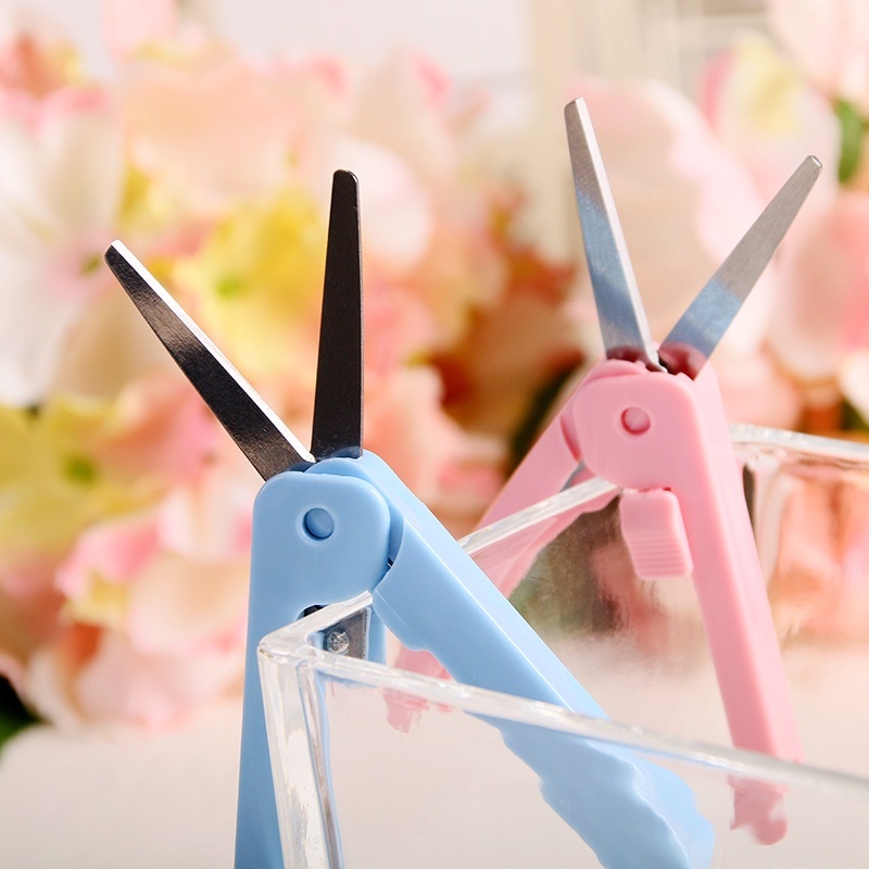 Kéo Giấy Gấp Mini Màu Trắng / Xanh Dương / Hồng / Đen Tiện Dụng Cho Học Sinh / Văn Phòng
