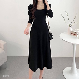 ĐẦM MIDI NHUNG CỔ VUÔNG
