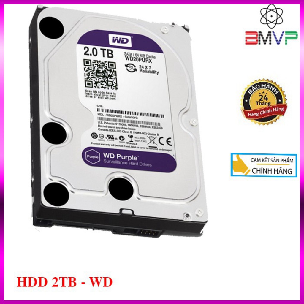 🍀 Ổ cứng chuyên dụng Camera 2TB WD PURPLE - Hãng chính hãng - Bảo hành 36 tháng.