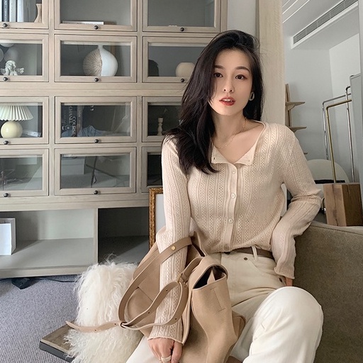 Áo Khoác Cardigan Vải Dệt Kim Tay Dài Màu Sắc Thanh Lịch Cho Phái Nữ Xiaozhainv | BigBuy360 - bigbuy360.vn