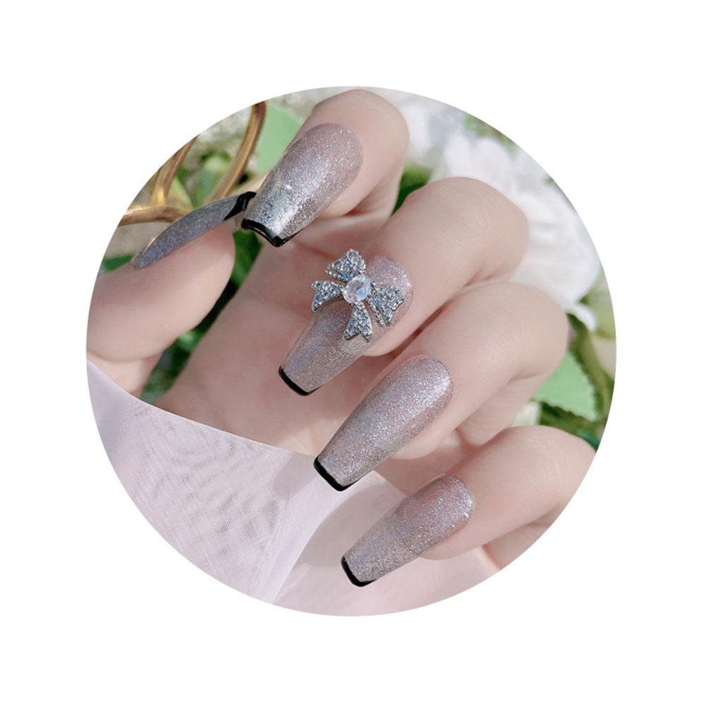 1 Phụ Kiện Trang Trí Móng Tay Hình Nơ 3D Lấp Lánh DIY