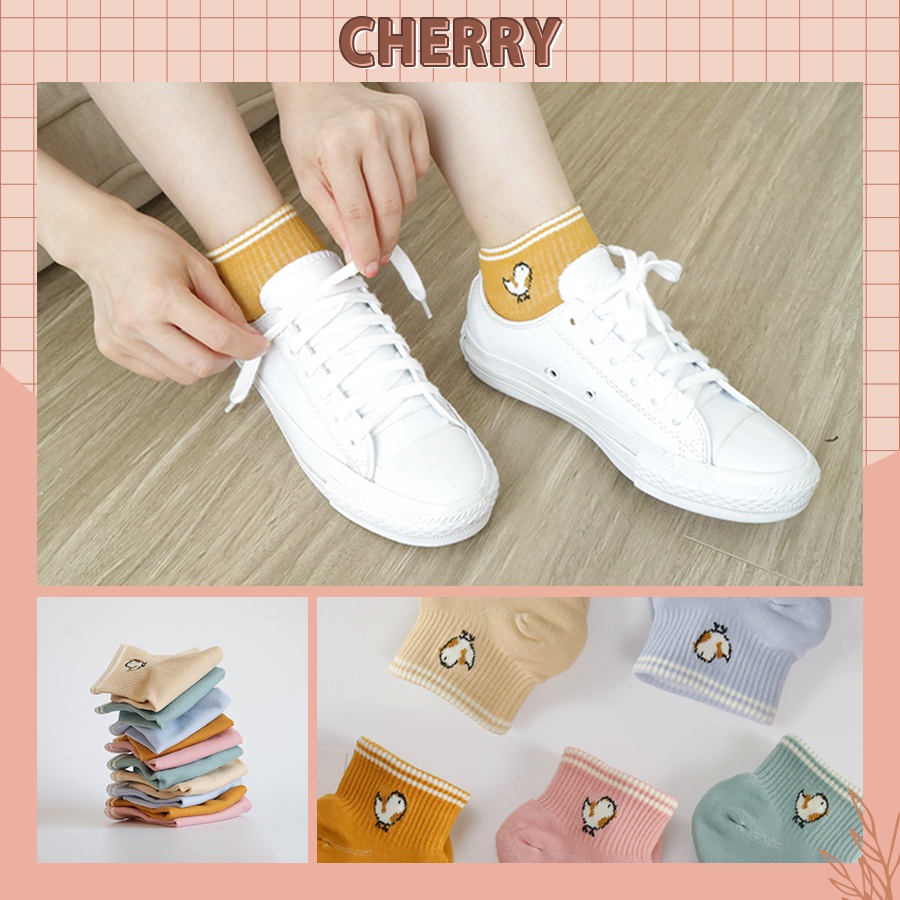 Tất nữ cổ ngắn phong cách Hàn quốc, vớ nữ hình thú Cute chất liệu cotton co giãn 4 chiều- Cherry Shop