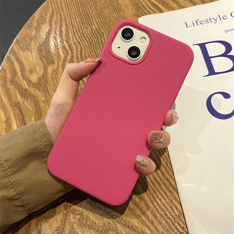 Ốp Điện Thoại Silicon Màu Trơn Họa Tiết Trái Cây Cho IPhone 7 8 Plus X XR XS 11 12 13 14 Pro Max