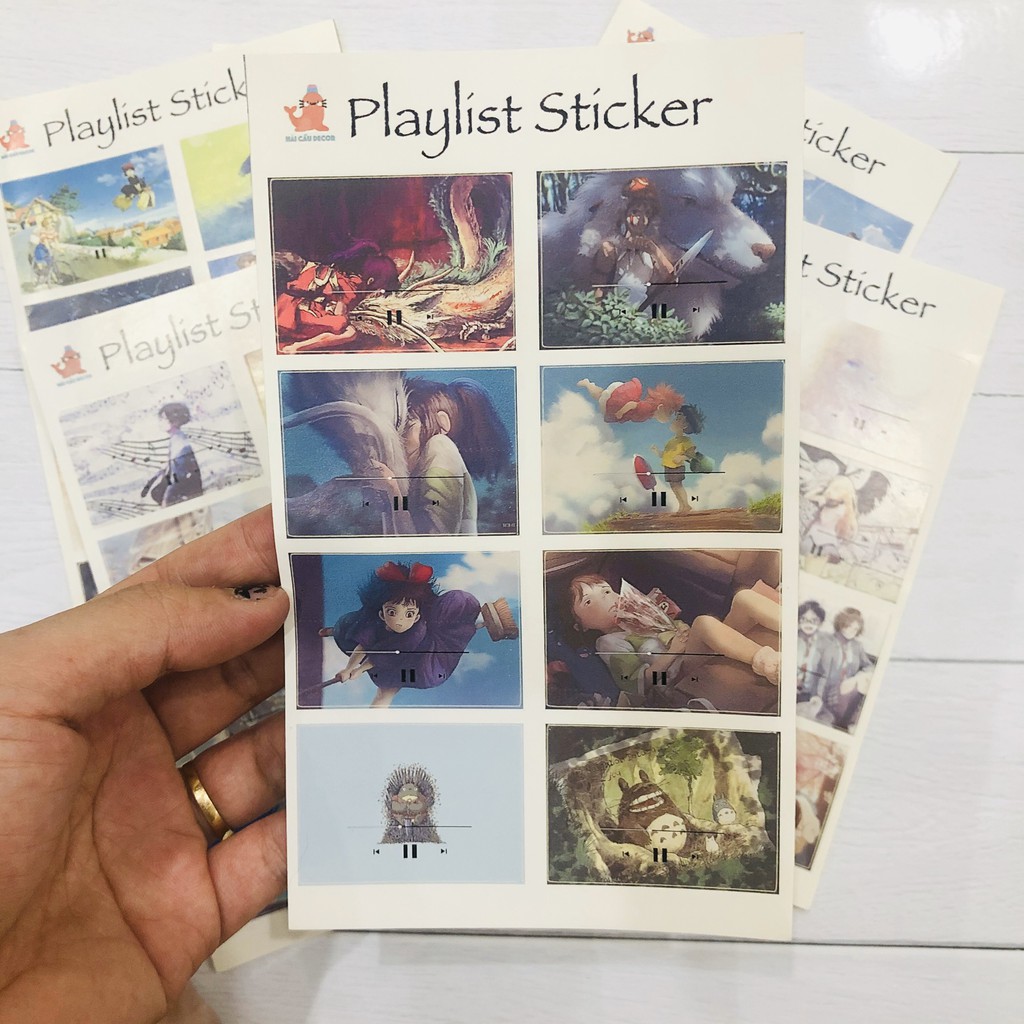 Tấm hình dán - Playlist sticker 10x17cm Ghibli, Anime trang trí sổ, vở, laptop, điện thoại, đàn..v..v.
