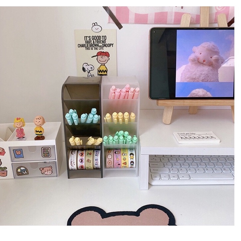 KỆ/ CỐC CẮM BÚT 4 NGĂN ĐỂ ĐƯỢC 2 KIỂU NGANG DỌC ĐỘC ĐÁO NHIỀU MÀU SẮC/ KỆ ĐỂ BÀN TRANG TRÍ