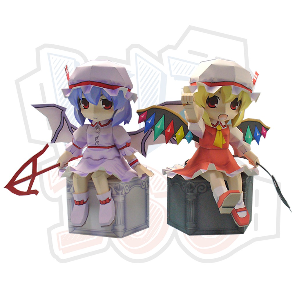 Mô hình giấy Anime Game Chibi Remilia Scarlet va Flandre Scarlet - Touhou Project