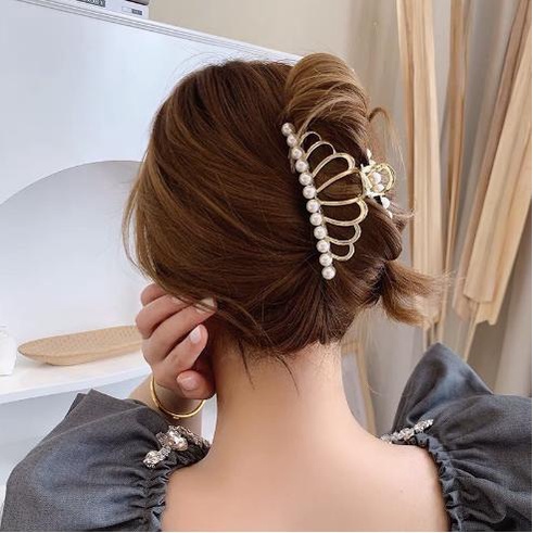 Kẹp tóc gấp tóc càng cua kim loại đính hạt hình vương miện xinh xắn DTonline G_vuongmien_ntrai