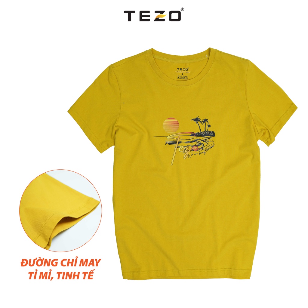 Áo phông nam in hoạ tiết cây dừa TEZO năng động thoải mái 2204APOT10