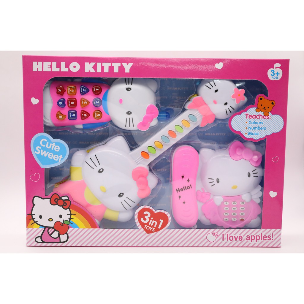 Sét 3 đàn (Đàn guitar, điện thoại bàn,điện thoại di động) Hello Kitty