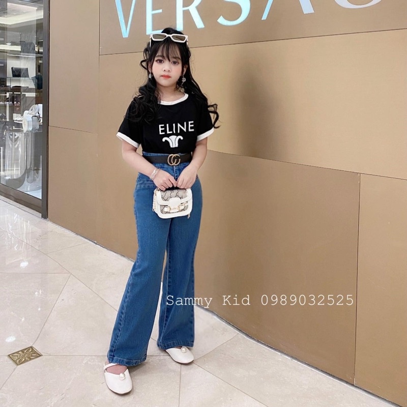 Set phông C quần bò xuông không kèm đai cho bé gái 17-30kg hottrend