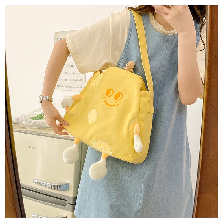 Ba Lô Vải Cỡ Lớn In Hoạt Hình Phô Mai Kiểu Nhật Bản Dễ Thương Cho Nữ