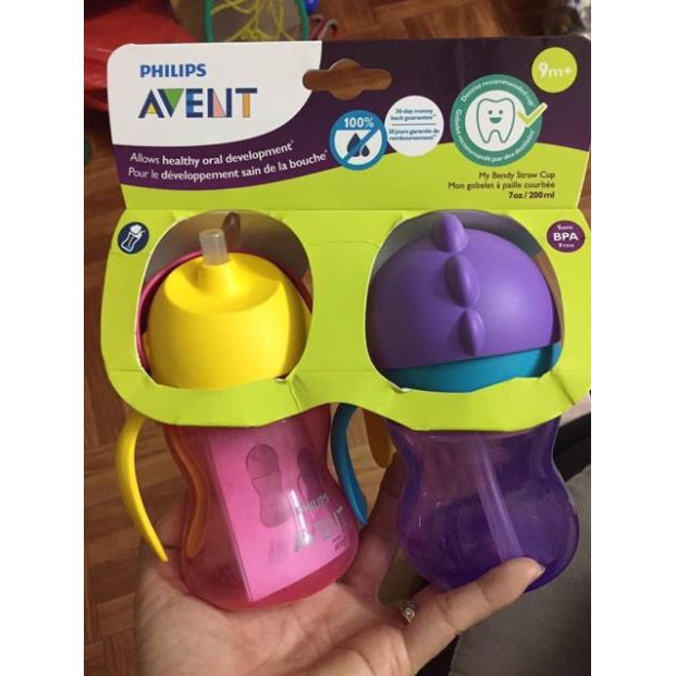 Bình tập uống Avent philips  có ống hút 200ml 12+
