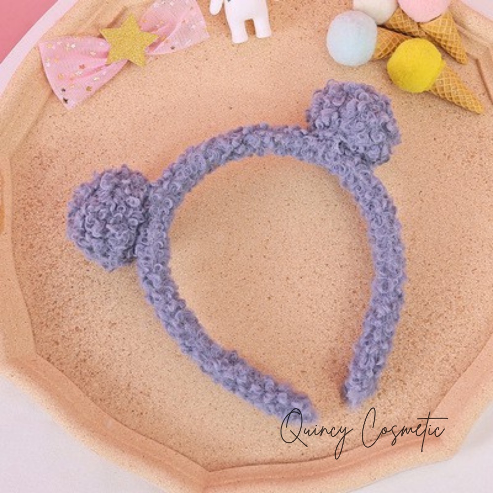 Băng Đô Cài Tóc, Bờm Tóc Lông Cừu Tai Gấu Dễ Thương - Băng Đô Rửa Mặt Trang Điểm Cho Nam Và Nữ QUINCY1141