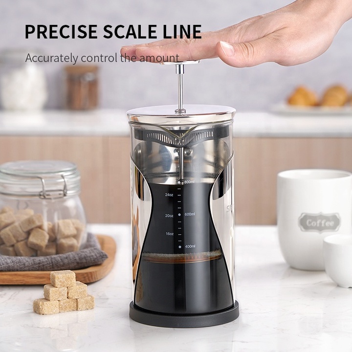 Bình pha cà phê kiểu Pháp French Press Shardor FP515S, dung tích 1000ml, bảo hành chính hãng 12 tháng