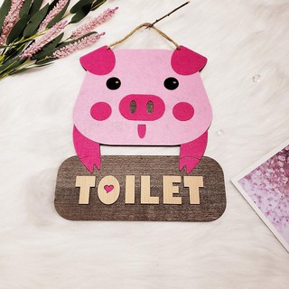 Bảng gỗ treo cửa Toilet Lợn Hồng ngộ ngĩnh trang trí thêm của căn hộ, cửa hàng của bạn