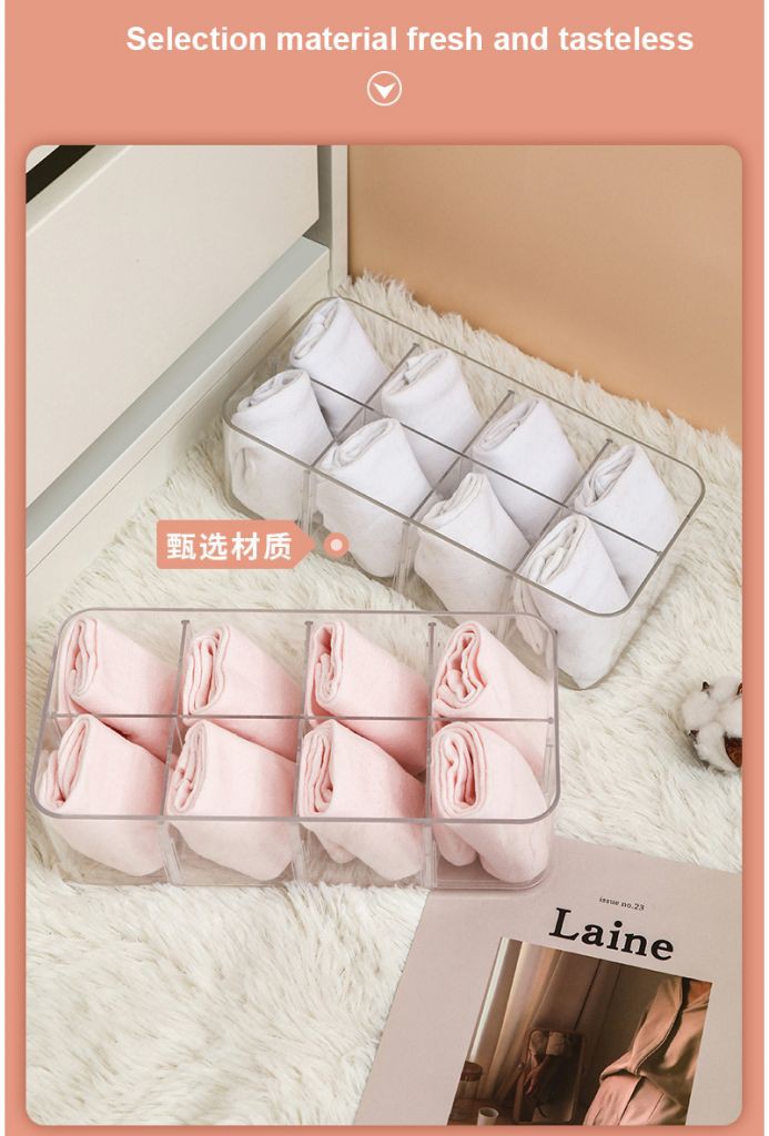 Hộp Đựng Vớ / Đồ Lót Nhiều Ngăn Trong Suốt Tiện Dụng 2020