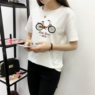 Áo thun nữ in hình chiếc xe đạp form rộng hàng quảng châu cao cấp