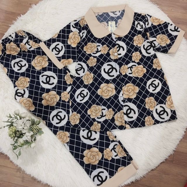 (PJ02) Bộ Pijama lụa tay ngắn quần dài đồ bộ mặc nhà nữ cổ sen dễ thương - Sanado