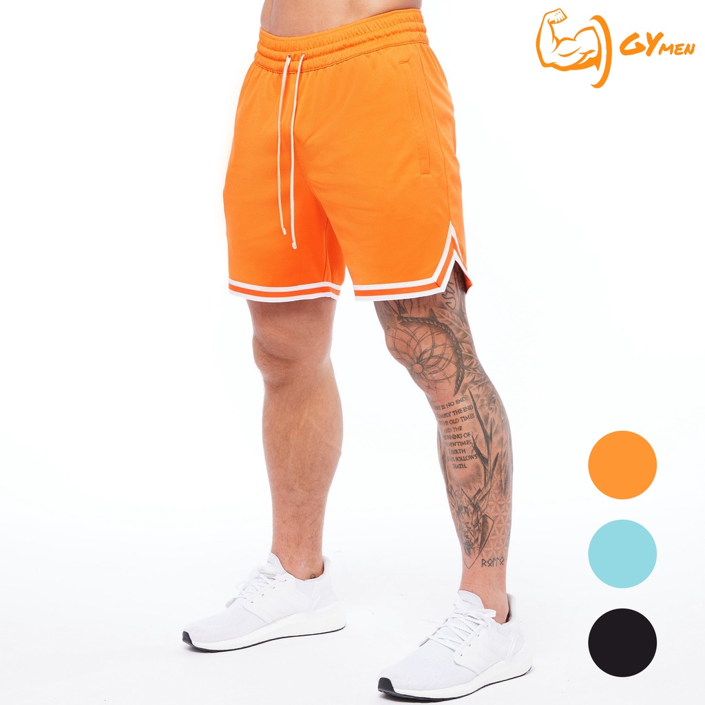 [ GYMEN ] Quần short thể thao nam  thoải mái rộng rãi chạy bộ tập thể dục quần bóng rổ thoáng khí cỡ lớn đàn hồi cao ngoài trời   huấn luyện  hút mồ hôi quần ngắn đến gối