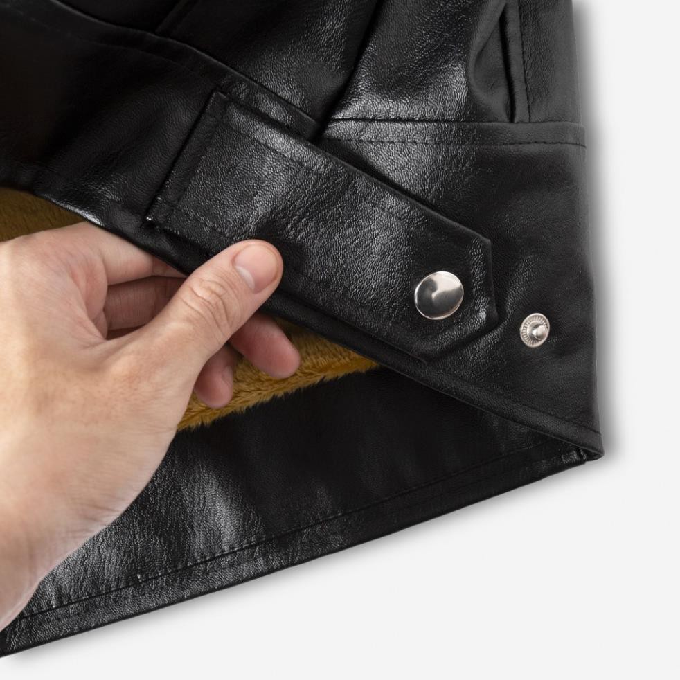 Áo khoác da 2 túi ngang lót lông Bape Phếch  - 154