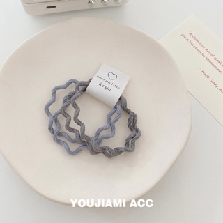 Set Dây Cột Tóc/ Thun Cột Tóc Hình Gợn Sóng Màu Pastel Basic Hàn Quốc