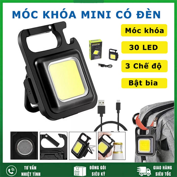 (Mới) Đèn Led Cob Mini Siêu Sáng 3 Chế Độ Kiêm Móc Khóa Đa Năng Chính Hãng