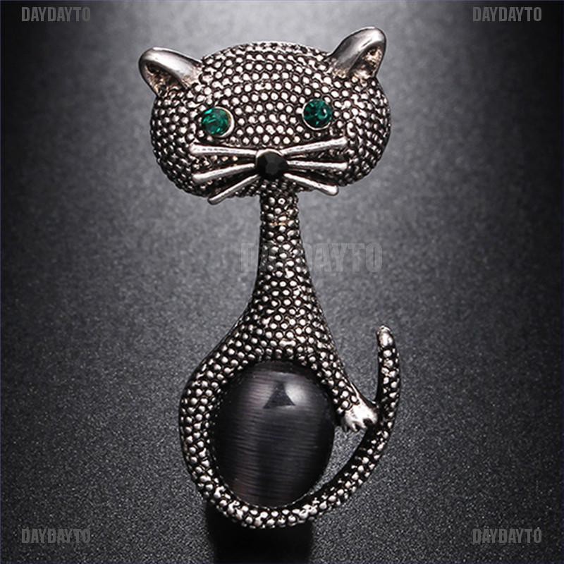 Ghim Cài Áo Hình Mèo Đính Đá Mắt Mèo Thời Trang Cho Nữ