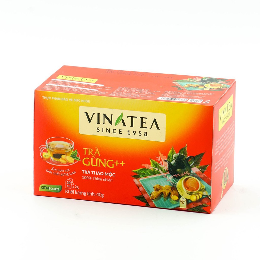Trà vinatea gừng túi lọc hộp 40gram 20 gói thanh lọc cơ thể chống lạnh bụng hỗ trợ tiêu hóa | BigBuy360 - bigbuy360.vn