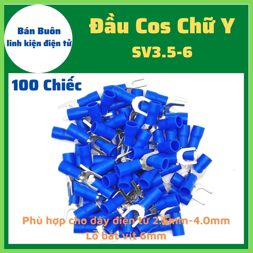 100 Đầu cos chữ Y SV3.5-6, cốt chẻ 3.5-6, đầu cos dây điện, SV3.5-6