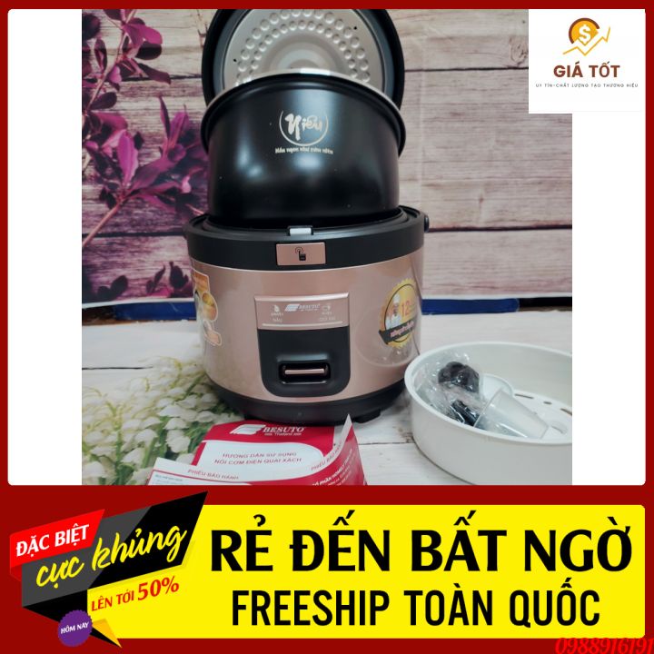 Nồi Cơm Điện Quai Xách Lòng Niêu Siêu Dày BESUTO Thailan Tặng Kèm Giá Hấp Bảo Hành Chính Hãng 12 Tháng (giadụng24/7)