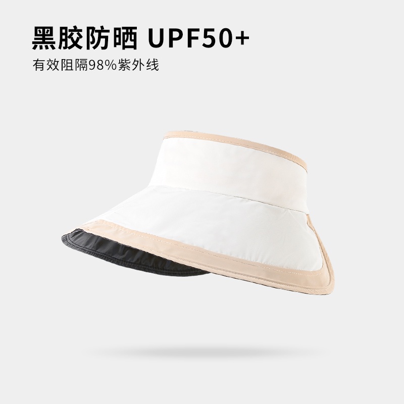 Mũ chống nắng vinyl hở đầu dùng đi biển mùa hè có keo dán màu đen bảo vệ mặt chống tia UV cho nữ