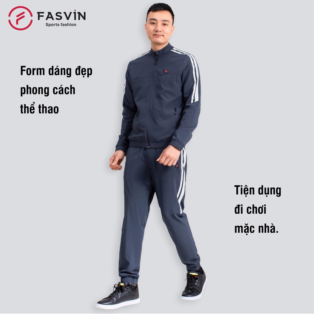 Bộ quần áo thể thao nam Fasvin BC20452.HN vải gió chun 02 lớp lót lưới mềm mại co giãn.