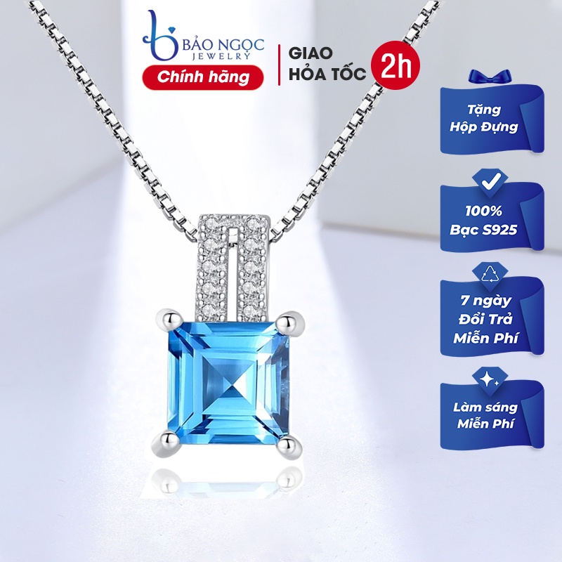 Dây Chuyền Bạc Nữ Cao Cấp Đính Đá Màu Xanh Dương Dành Cho Nữ DB2410 - Bảo Ngọc Jewelry