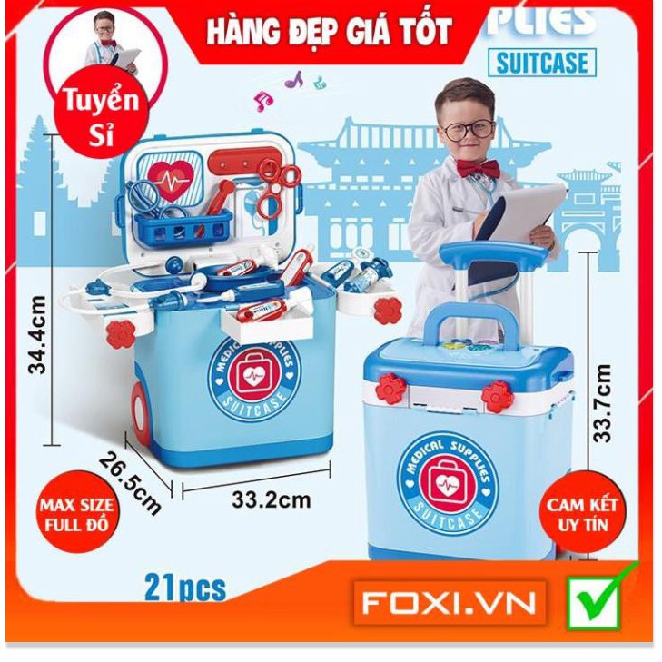 Vali Kéo 6 Chủ Đề Nấu Ăn-BBQ-Bác Sỹ-Trang Điểm-Bán Kem-Kỹ Sư-Có Đèn Và Nhạc Như Thật-Hàng Loại 1