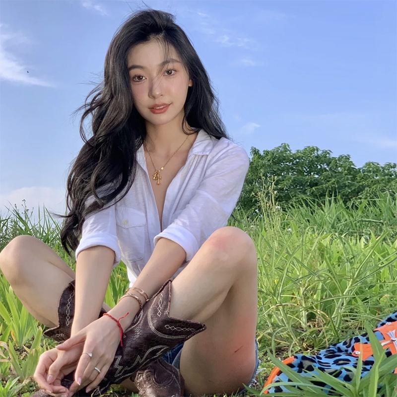 Áo croptop KLIOU phối túi tay dài phong cách retro thời trang mới 2023 cho nữ