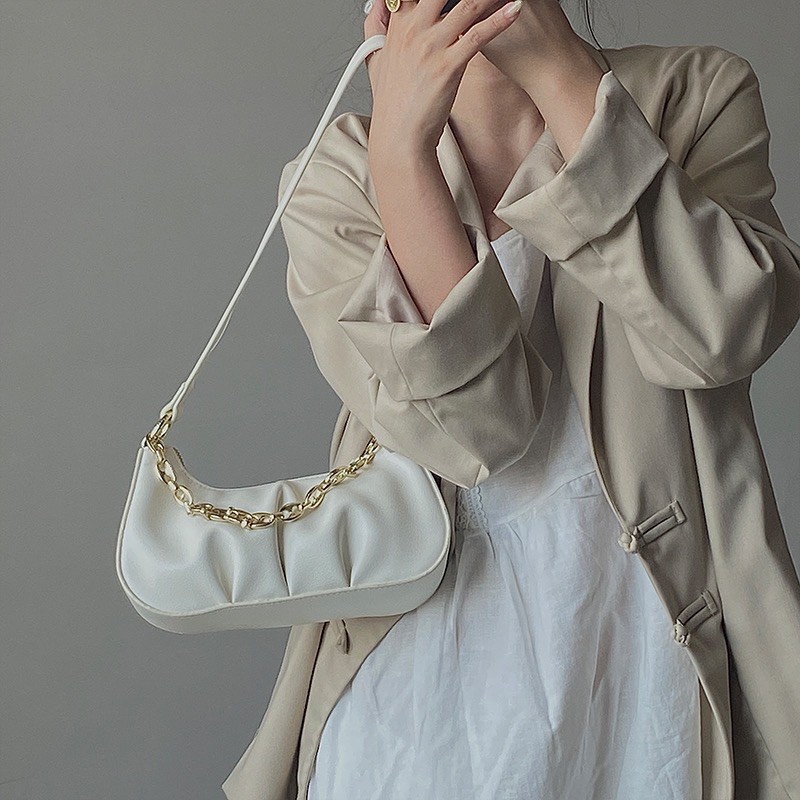 [Mã FAMAYWA2 giảm 10k đơn từ 50k] Túi xách nữ đeo vai vải dúm kiểu đám mây T28 | BigBuy360 - bigbuy360.vn