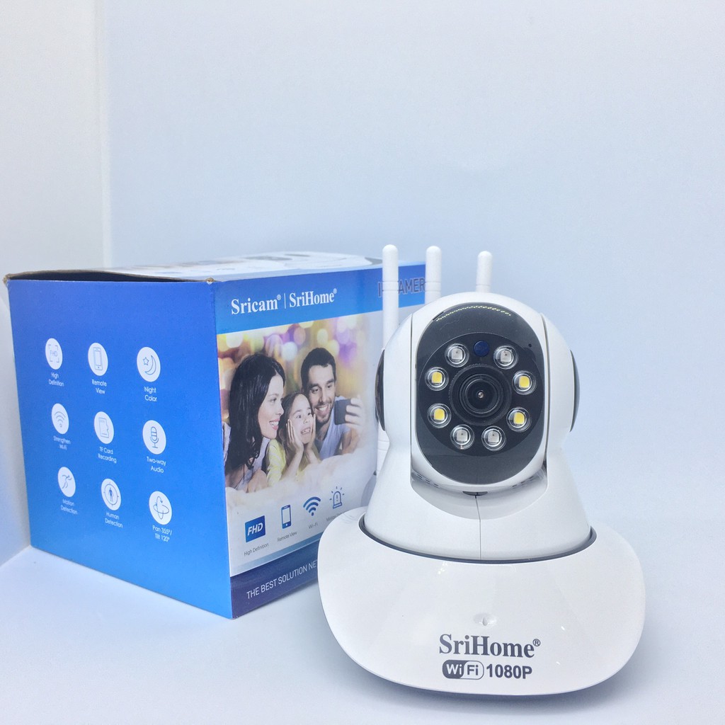 Camera Wifi Srihome 3 Râu 2.0 Mpx-Có Màu Ban Đêm-Kèm Thẻ Nhớ | BigBuy360 - bigbuy360.vn
