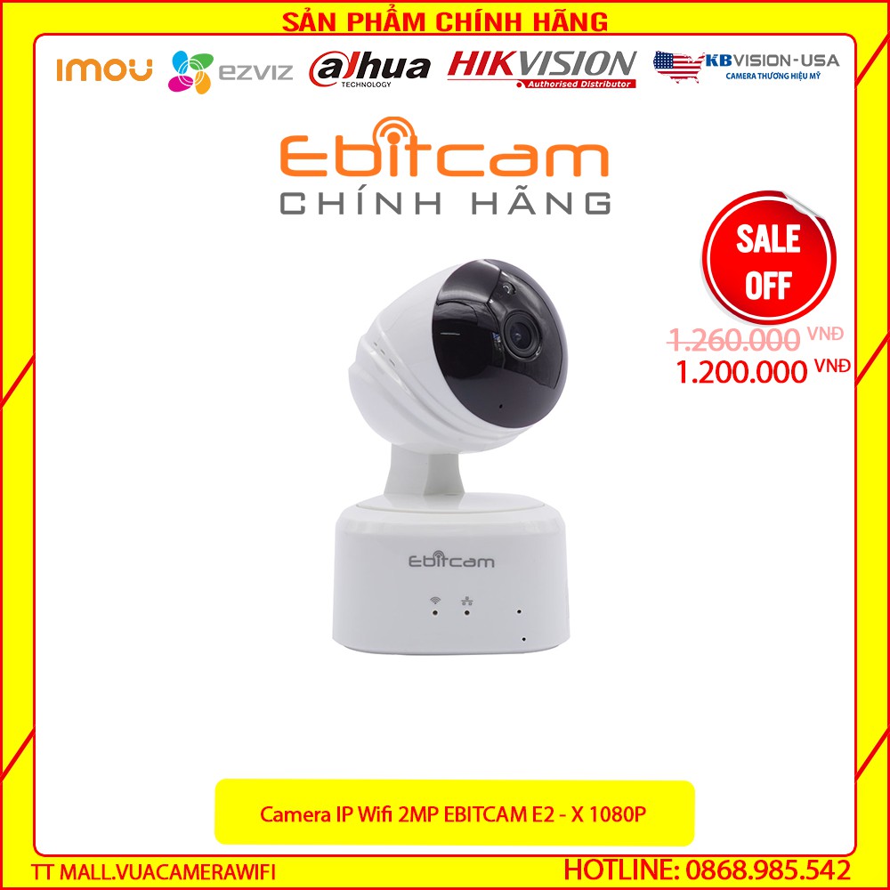 [GIÁ LẺ = GIÁ SỈ]Camera IP Wifi 1MP EBITCAM E2 720P hỗ trợ thẻ nhớ bảo hành 2 năm