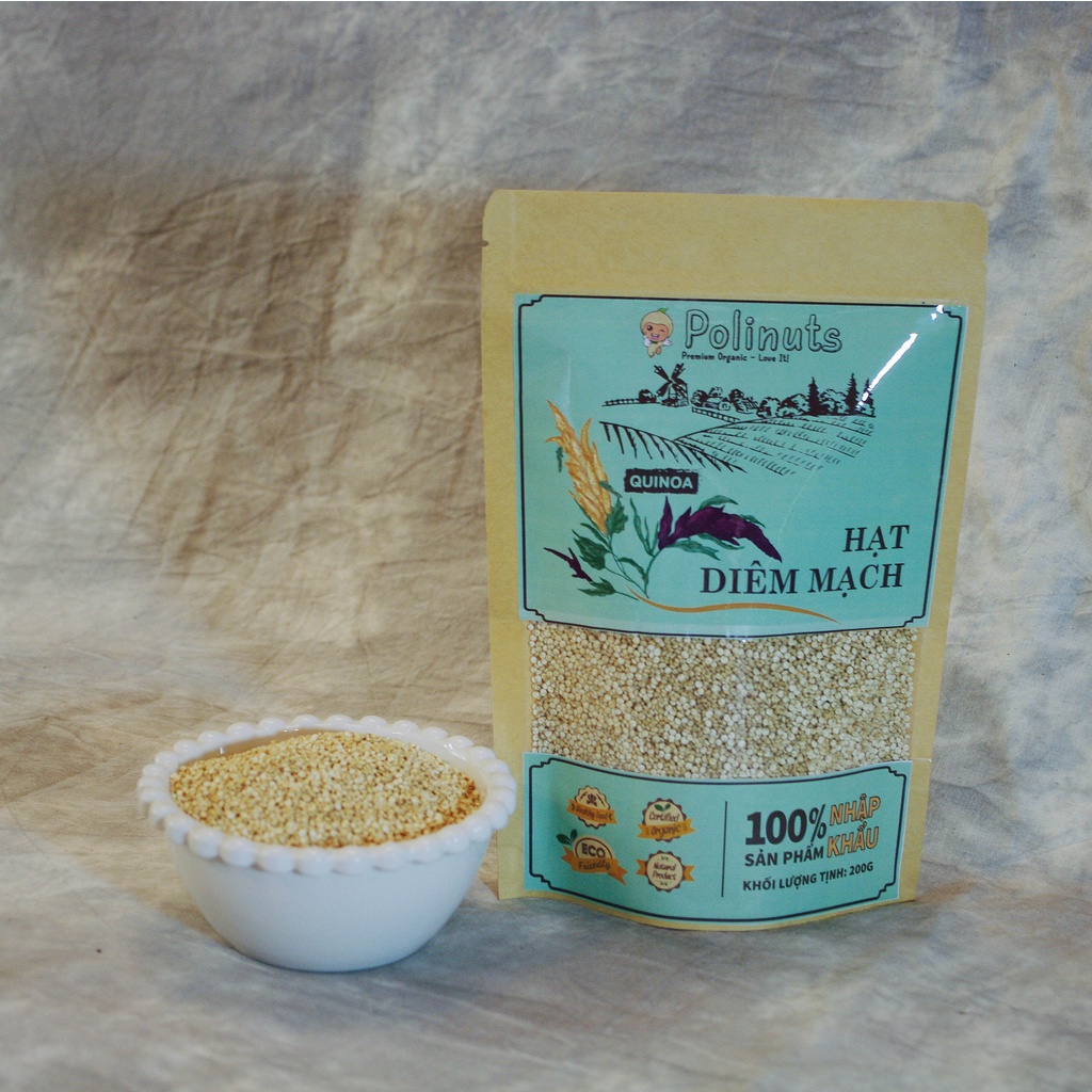 Hạt Diêm Mạch Quinoa Organic Hữu Cơ Ăn Dặm Hạt Trắng Nhập Khẩu Mỹ Túi 200g 500g POLINUTS