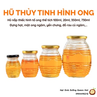 Hũ Thuỷ tinh đựng mật ong 100ml, 200ml, 350ml, 730ml (Hũ trơn, không in hình) - Đựng hạt, gia vị, mật ong