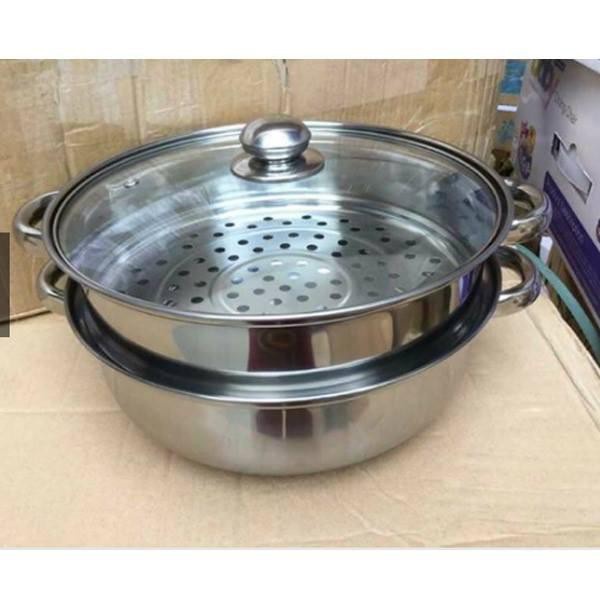 Bộ nồi hấp inox đa năng cao cấp  2 tầng size 28, có tay cầm vô cùng tiện lợi