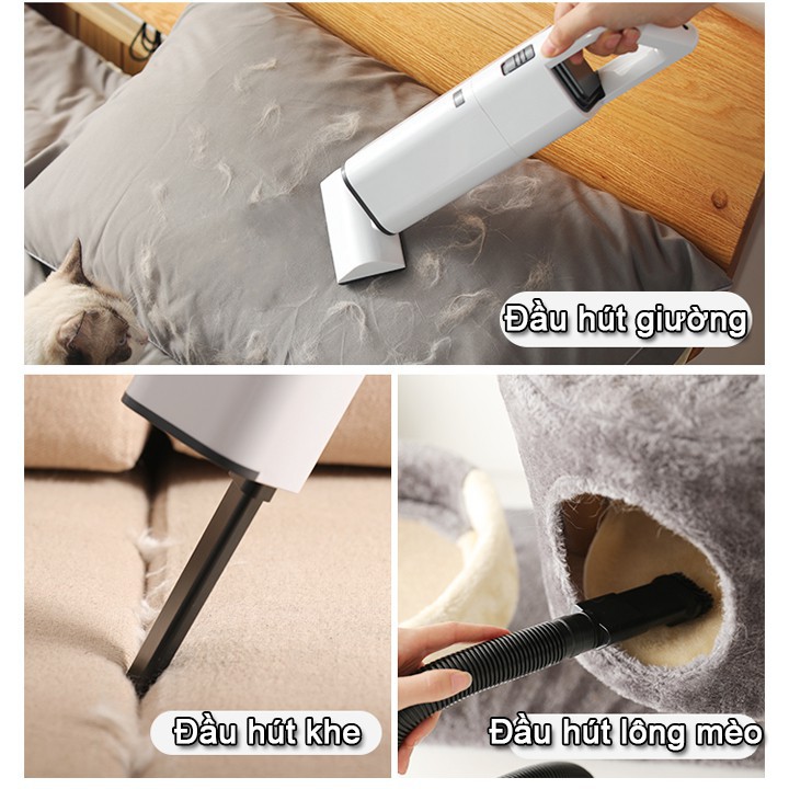 [CHÍNH HÃNG] Máy hút bụi cầm tay làm sạch oto, sofa Aikesi - 4 đầu hút thông minh, lực hút siêu mạnh - BH 12 tháng