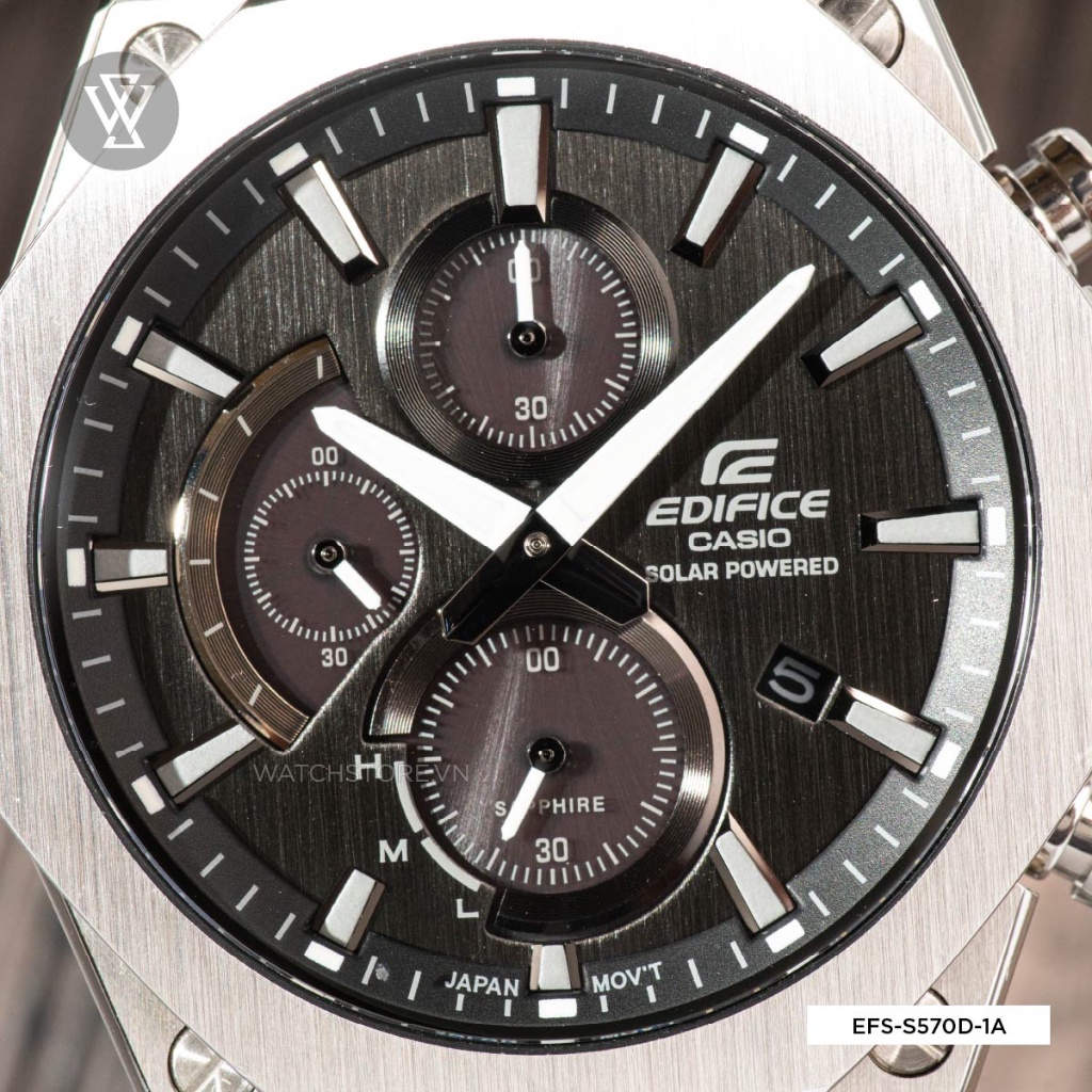 Đồng Hồ Năng Lượng Mặt Trời Nam Casio Edifice WATCHSTORE EFS-S570D-1AUDF, Kính Sapphire 45.4mm, Dây Kim Loại, Vỏ Thép
