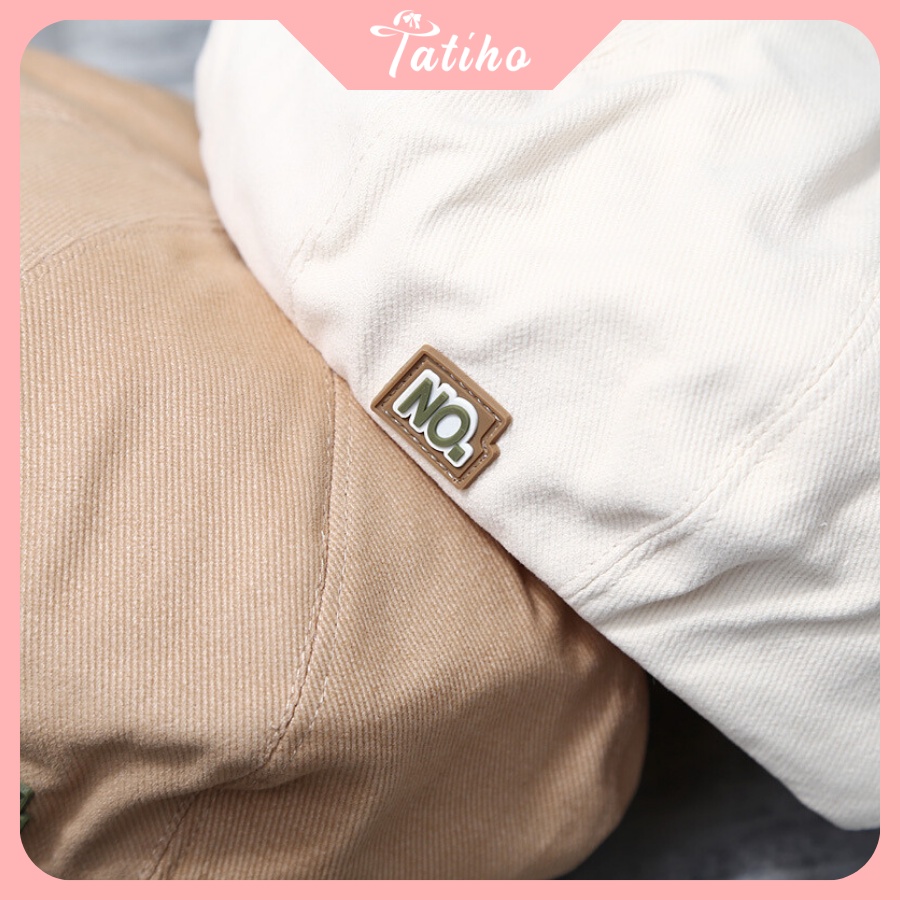 Mũ beret unisex nam nữ, Mũ nồi Retro chất cotton họa tiết trơn phối NO. phong cách cá tính thời trang Hàn - Mã NV050