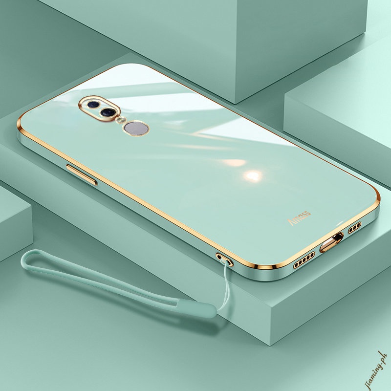 Ốp Điện Thoại Silicon Mềm Viền Thẳng 6D Chất Lượng Cao Có Dây Đeo Cho OPPO F11 Sự Bảo Vệ