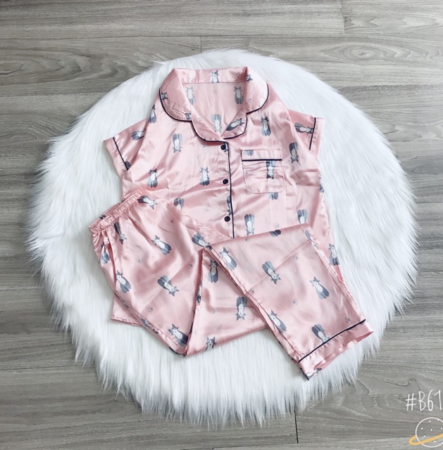 Bộ lụa satin quần dài áo cộc bao đẹp, rẻ