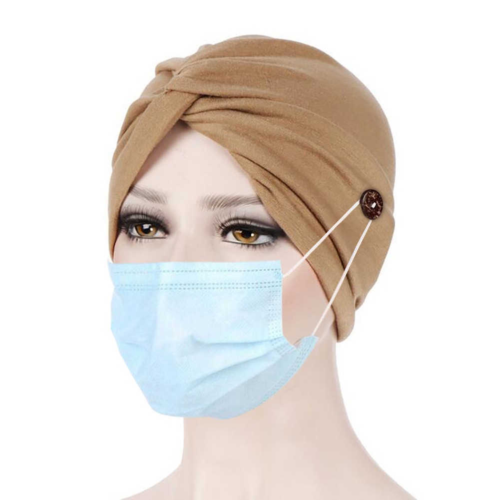 Mũ Beanie Mềm Thắt Nút Chéo Màu Trơn Thời Trang Cho Phụ Nữ Hồi Giáo